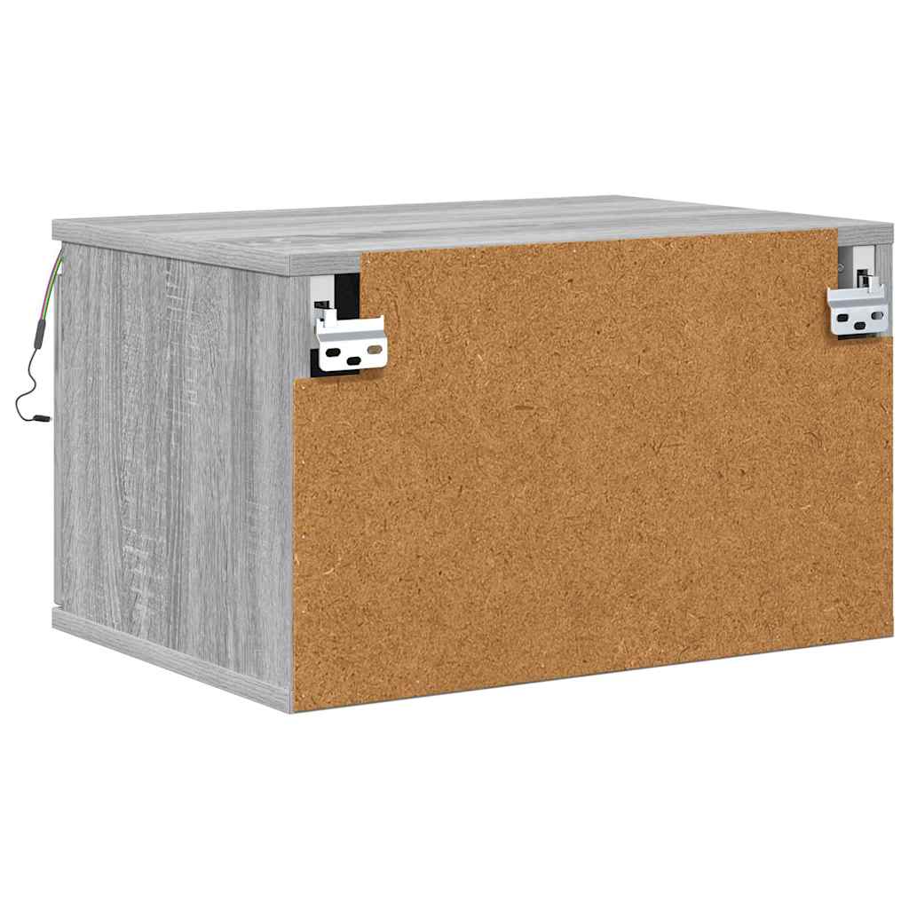 Wall-mounted Bedside Cabinet with LED Lights Grey Sonoma