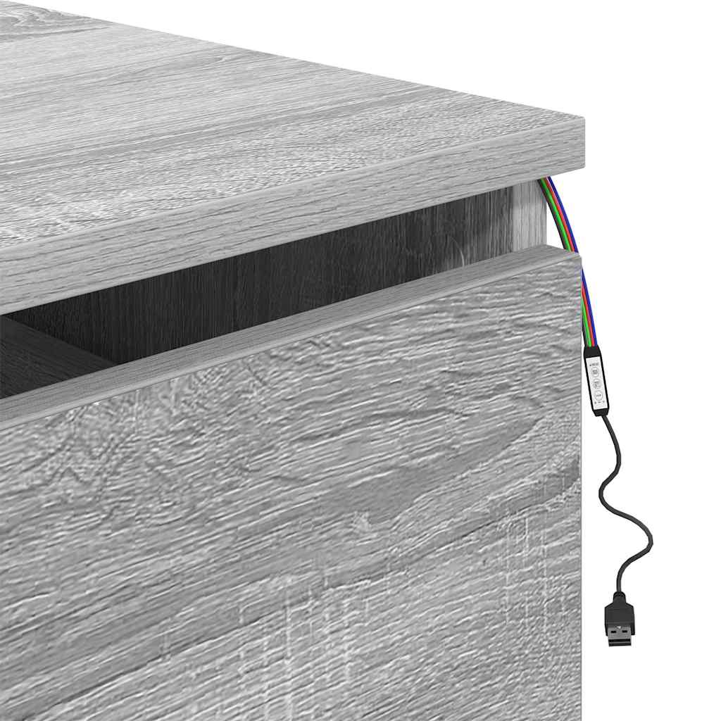Wall-mounted Bedside Cabinet with LED Lights Grey Sonoma