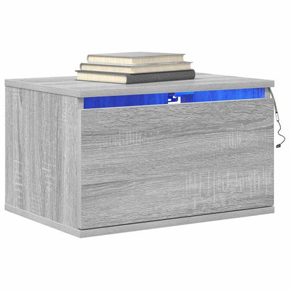 Wall-mounted Bedside Cabinets with LED Lights 2 pcs Grey Sonoma