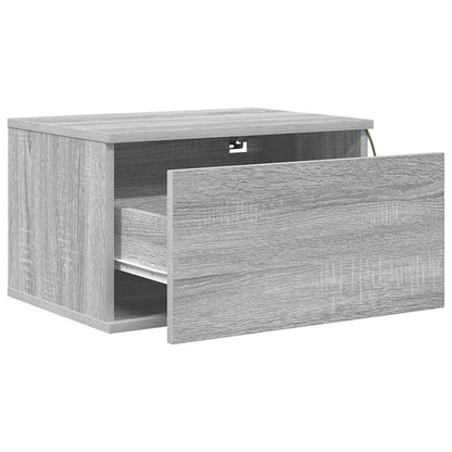 Wall-mounted Bedside Cabinets with LED Lights 2 pcs Grey Sonoma