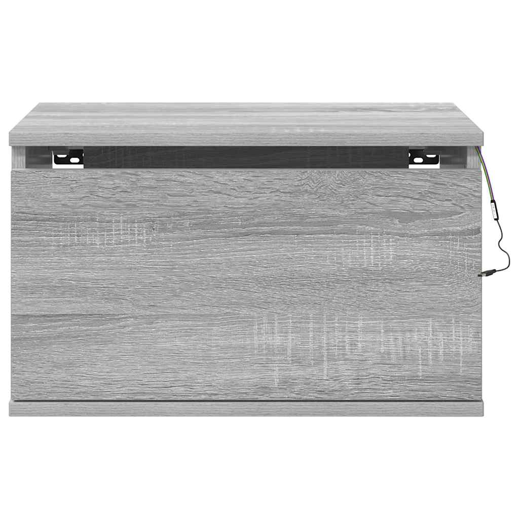 Wall-mounted Bedside Cabinets with LED Lights 2 pcs Grey Sonoma