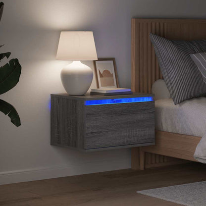 Wall-mounted Bedside Cabinets with LED Lights 2 pcs Grey Sonoma