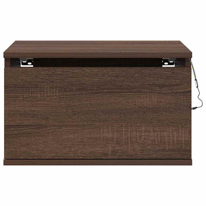 Wall-mounted Bedside Cabinet with LED Lights Brown Oak