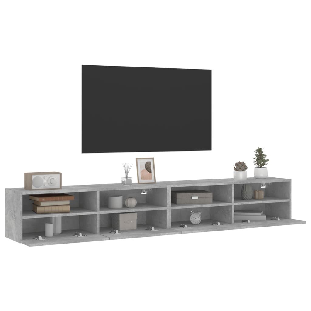 TV Wall Cabinet | Set of 2 | Concrete Grey | Engineered Wood | Medium