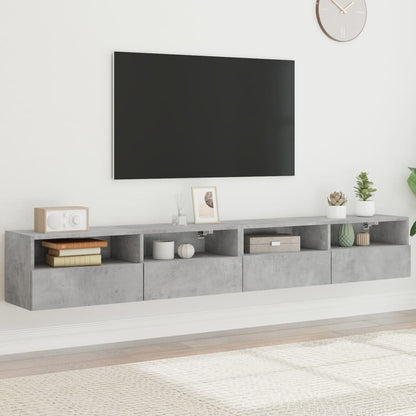 TV Wall Cabinet | Set of 2 | Concrete Grey | Engineered Wood | Medium