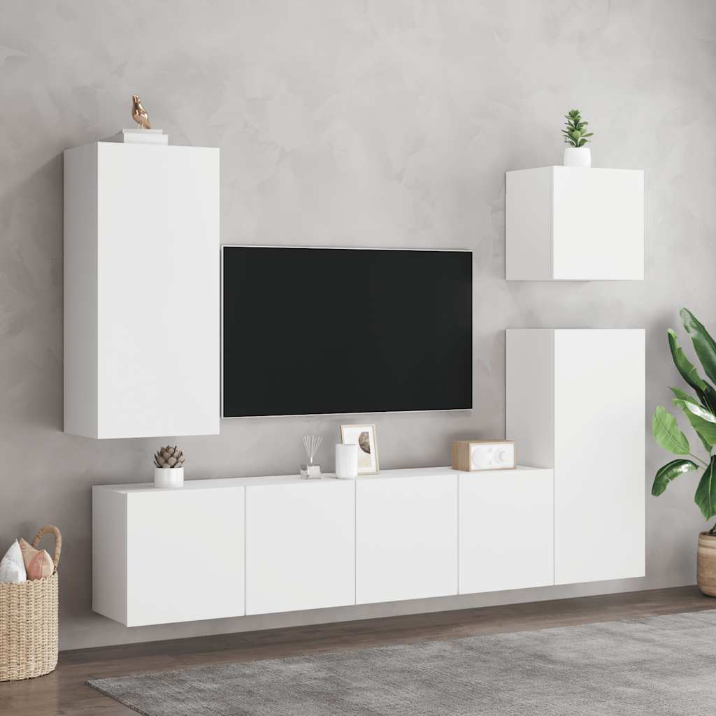 2 Piece Wall-mounted TV Cabinet Set White 80x30x41 cm