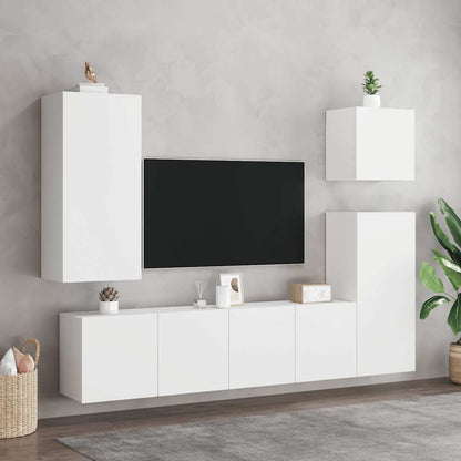 2 Piece Wall-mounted TV Cabinet Set White 80x30x41 cm