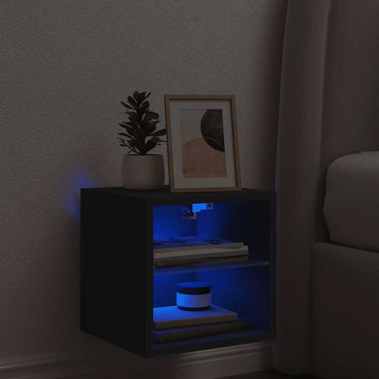 TV Wall Cabinet with LED Lights Black 30x28,5x30 cm