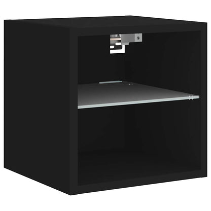 TV Wall Cabinet with LED Lights Black 30x28,5x30 cm