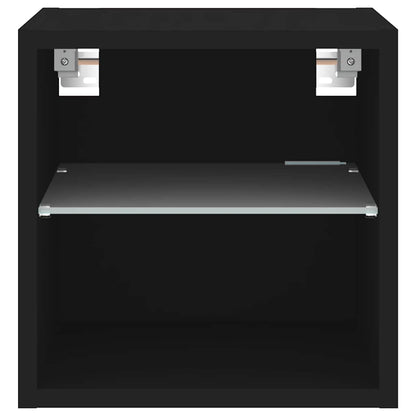 TV Wall Cabinet with LED Lights Black 30x28,5x30 cm