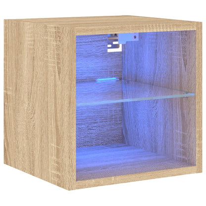 TV Wall Cabinet with LED Lights Sonoma Oak 30x28,5x30 cm