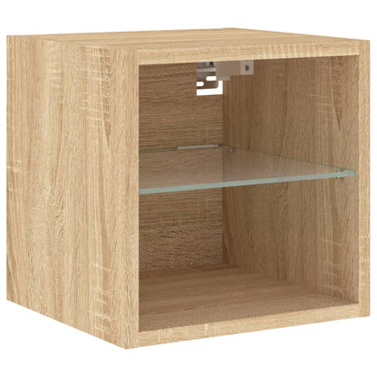 TV Wall Cabinet with LED Lights Sonoma Oak 30x28,5x30 cm