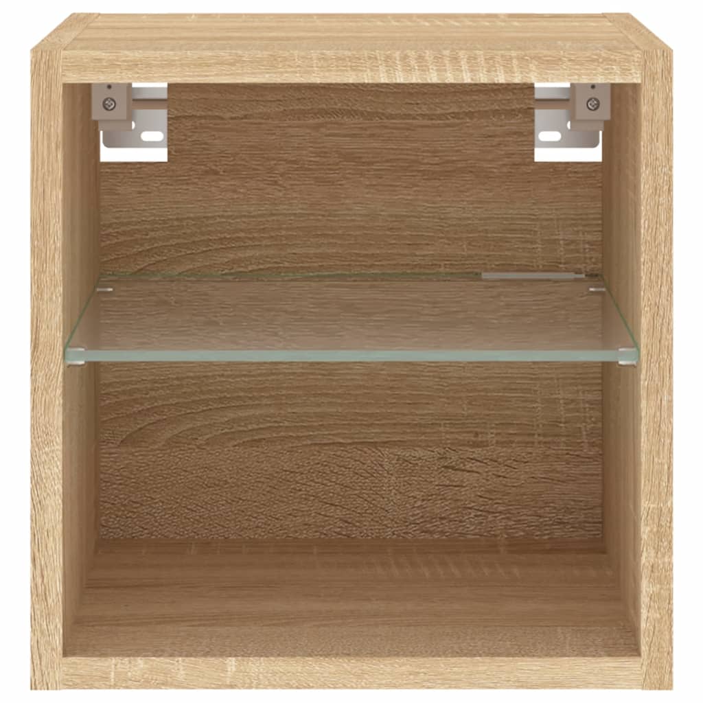 TV Wall Cabinet with LED Lights Sonoma Oak 30x28,5x30 cm