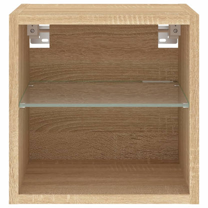 TV Wall Cabinet with LED Lights Sonoma Oak 30x28,5x30 cm