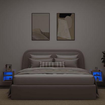 TV Wall Cabinets with LED Lights 2 pcs Sonoma Oak 30x28,5x30 cm