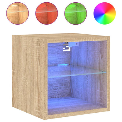 TV Wall Cabinets with LED Lights 2 pcs Sonoma Oak 30x28,5x30 cm