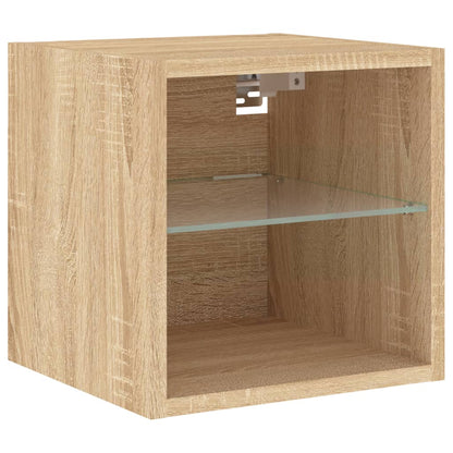 TV Wall Cabinets with LED Lights 2 pcs Sonoma Oak 30x28,5x30 cm