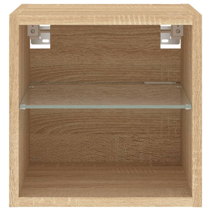 TV Wall Cabinets with LED Lights 2 pcs Sonoma Oak 30x28,5x30 cm