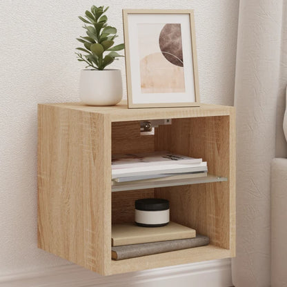 TV Wall Cabinets with LED Lights 2 pcs Sonoma Oak 30x28,5x30 cm