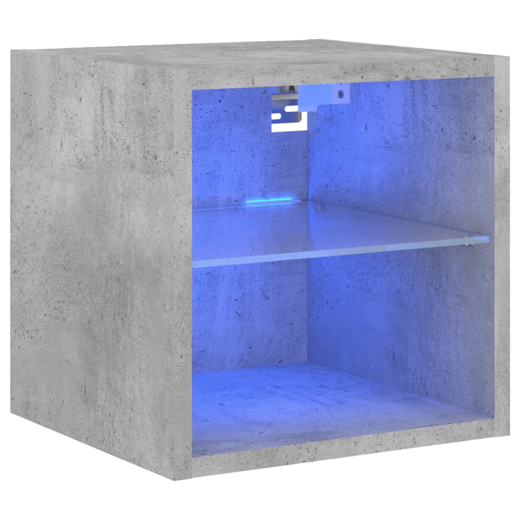 TV Wall Cabinet with LED Lights Concrete Grey 30x28,5x30 cm