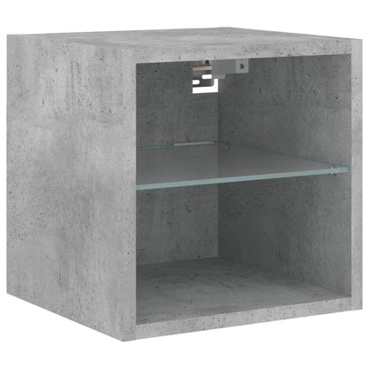 TV Wall Cabinet with LED Lights Concrete Grey 30x28,5x30 cm