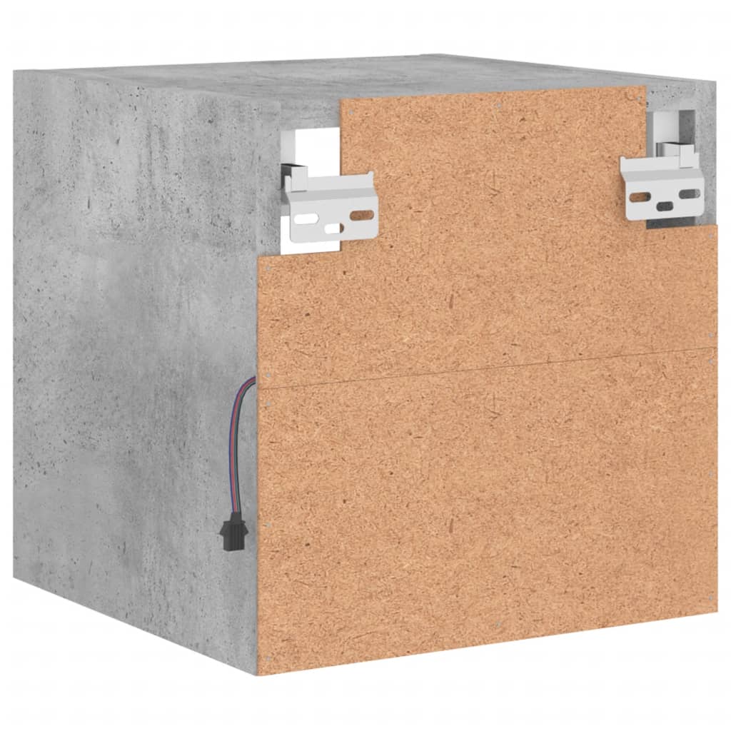 TV Wall Cabinet with LED Lights Concrete Grey 30x28,5x30 cm