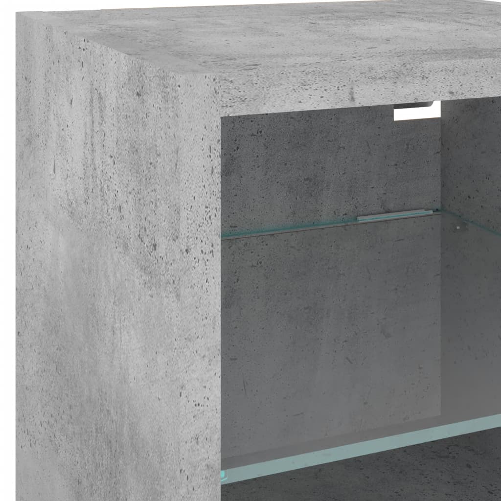TV Wall Cabinet with LED Lights Concrete Grey 30x28,5x30 cm