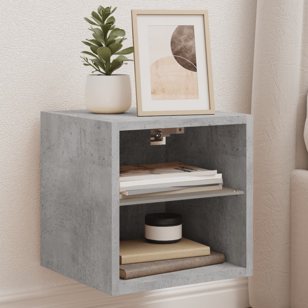 TV Wall Cabinet with LED Lights Concrete Grey 30x28,5x30 cm