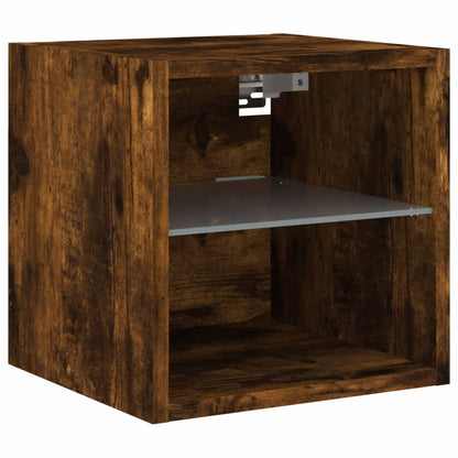 TV Wall Cabinet with LED Lights Smoked Oak 30x28,5x30 cm