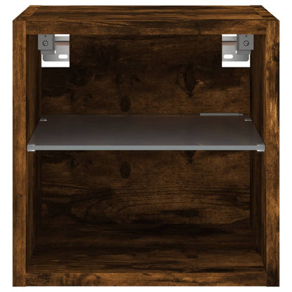 TV Wall Cabinet with LED Lights Smoked Oak 30x28,5x30 cm
