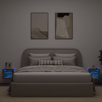 TV Wall Cabinets with LED Lights 2 pcs Smoked Oak 30x28,5x30 cm