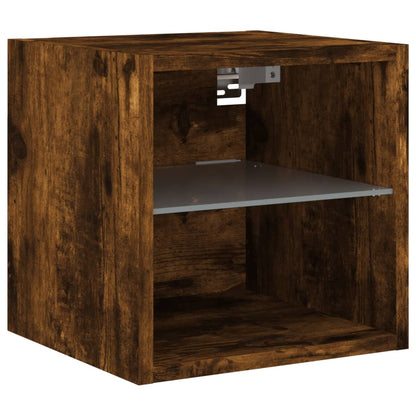 TV Wall Cabinets with LED Lights 2 pcs Smoked Oak 30x28,5x30 cm