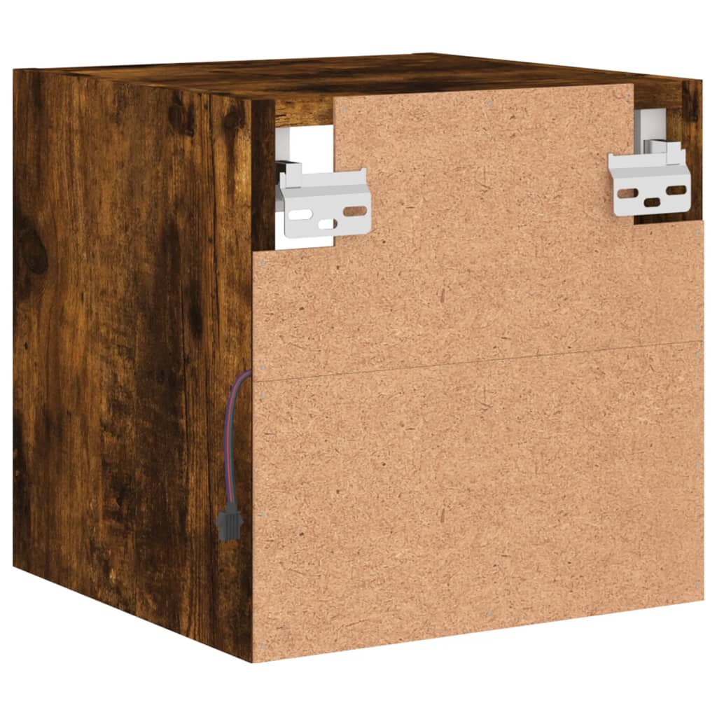 TV Wall Cabinets with LED Lights 2 pcs Smoked Oak 30x28,5x30 cm
