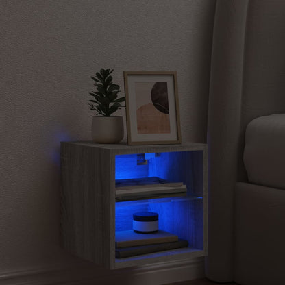 TV Wall Cabinet with LED Lights Grey Sonoma 30x28,5x30 cm