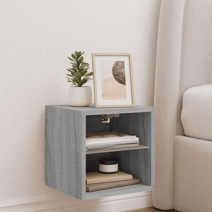 TV Wall Cabinet with LED Lights Grey Sonoma 30x28,5x30 cm