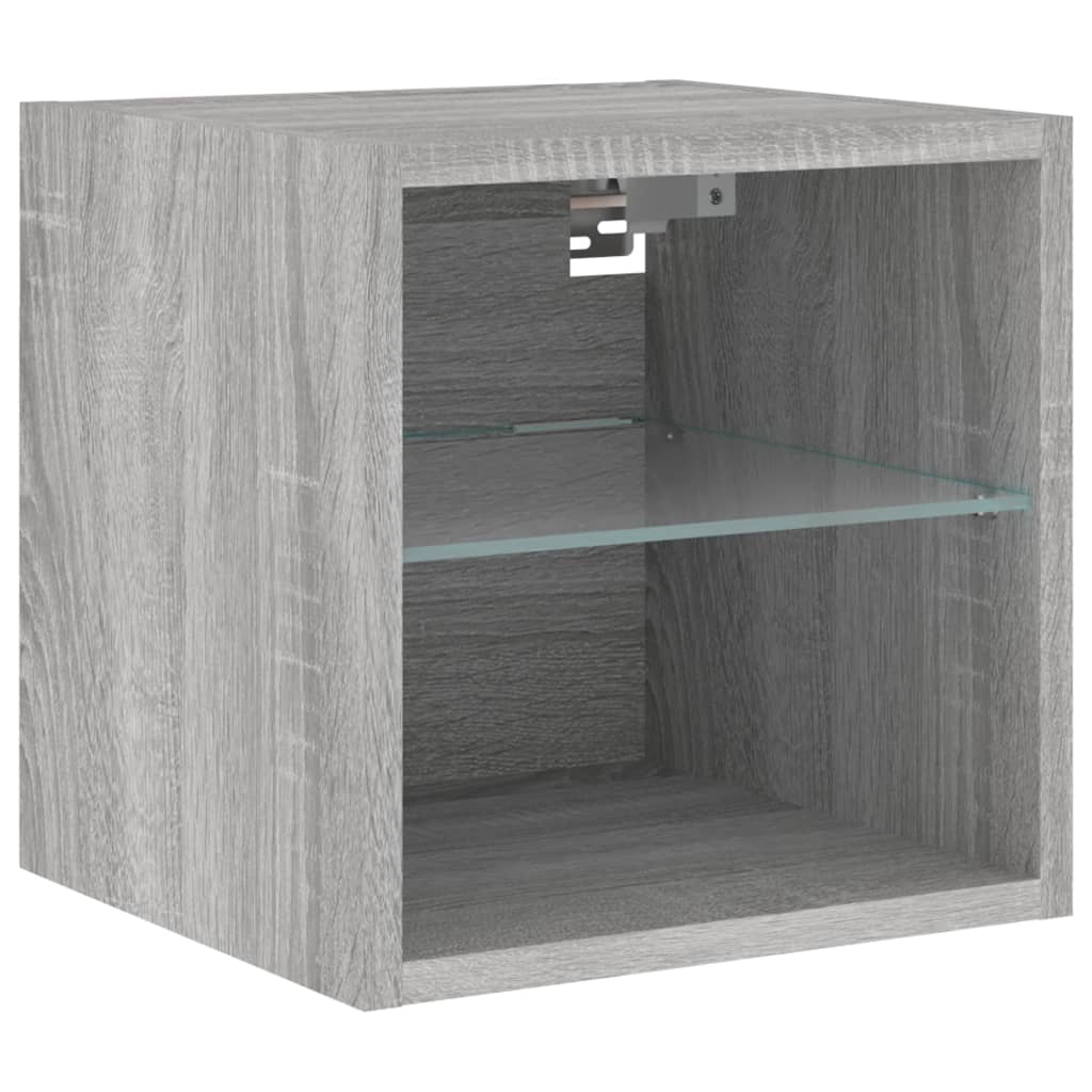 TV Wall Cabinet with LED Lights Grey Sonoma 30x28,5x30 cm