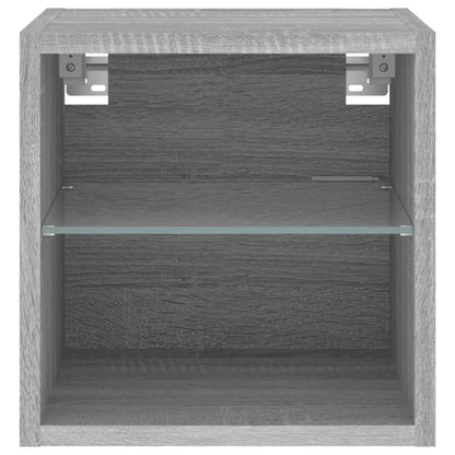 TV Wall Cabinet with LED Lights Grey Sonoma 30x28,5x30 cm