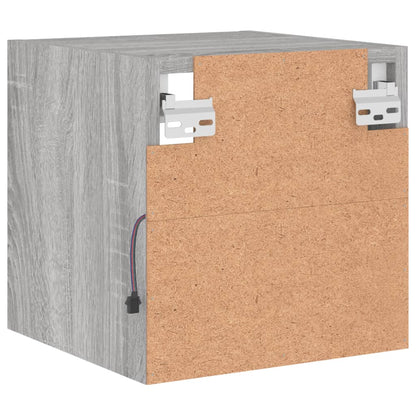TV Wall Cabinet with LED Lights Grey Sonoma 30x28,5x30 cm