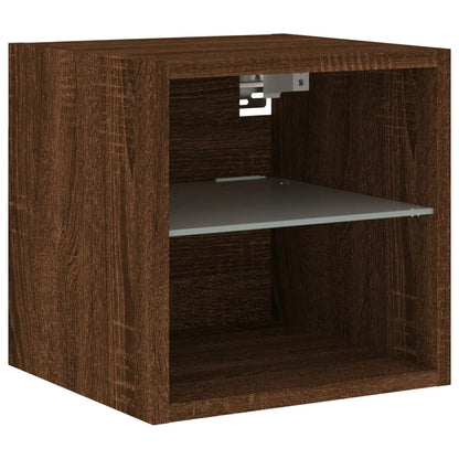 TV Wall Cabinet with LED Lights Brown Oak 30x28,5x30 cm