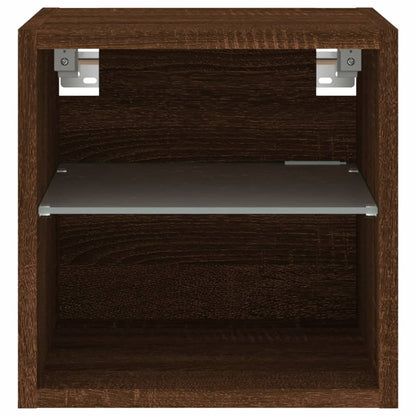 TV Wall Cabinet with LED Lights Brown Oak 30x28,5x30 cm