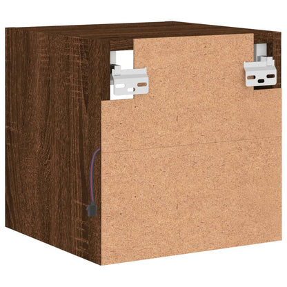 TV Wall Cabinet with LED Lights Brown Oak 30x28,5x30 cm
