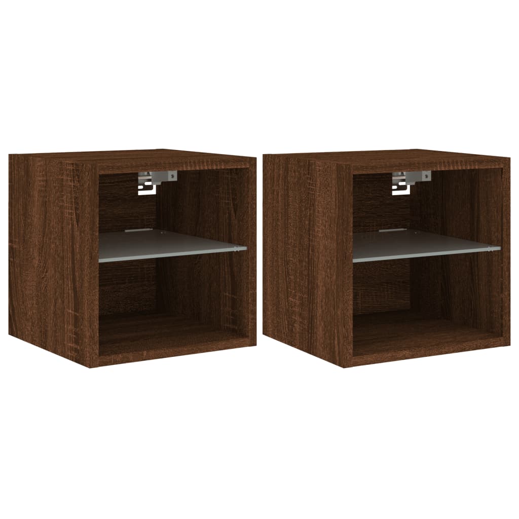 TV Wall Cabinets with LED Lights 2 pcs Brown Oak 30x28,5x30 cm