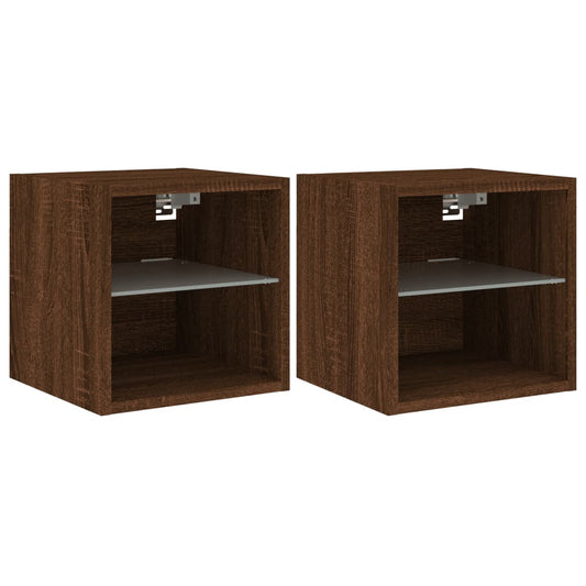 TV Wall Cabinets with LED Lights 2 pcs Brown Oak 30x28,5x30 cm