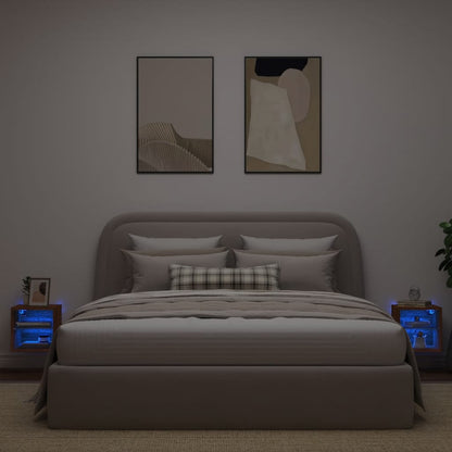 TV Wall Cabinets with LED Lights 2 pcs Brown Oak 30x28,5x30 cm