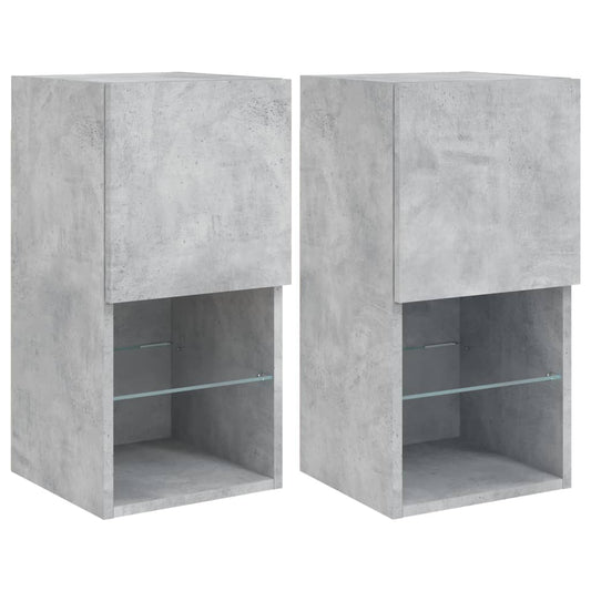 TV Cabinets with LED Lights 2 pcs Concrete Grey 30.5x30x60 cm