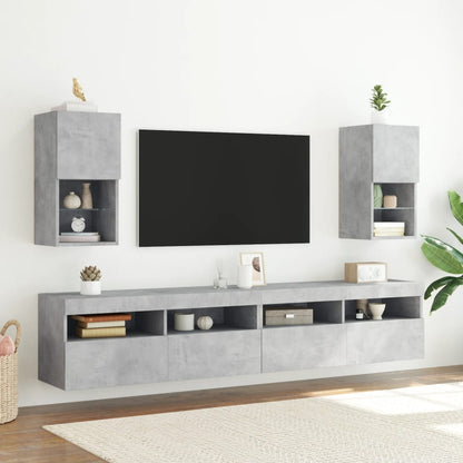 TV Cabinets with LED Lights 2 pcs Concrete Grey 30.5x30x60 cm