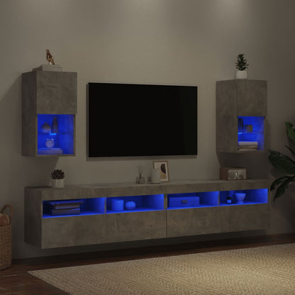 TV Cabinets with LED Lights 2 pcs Concrete Grey 30.5x30x60 cm
