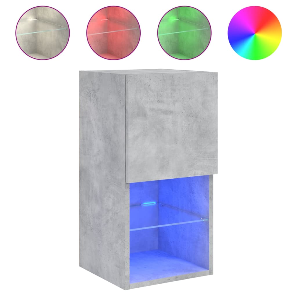 TV Cabinets with LED Lights 2 pcs Concrete Grey 30.5x30x60 cm