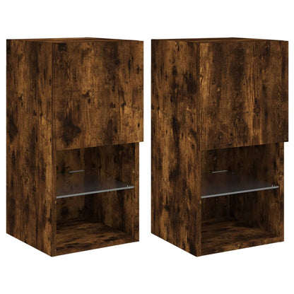 TV Cabinets with LED Lights 2 pcs Smoked Oak 30.5x30x60 cm