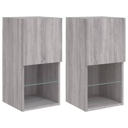 TV Cabinets with LED Lights 2 pcs Grey Sonoma 30.5x30x60 cm